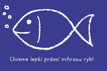 Obrázek ryby s nápisem Chceme lepší právní ochranu ryb